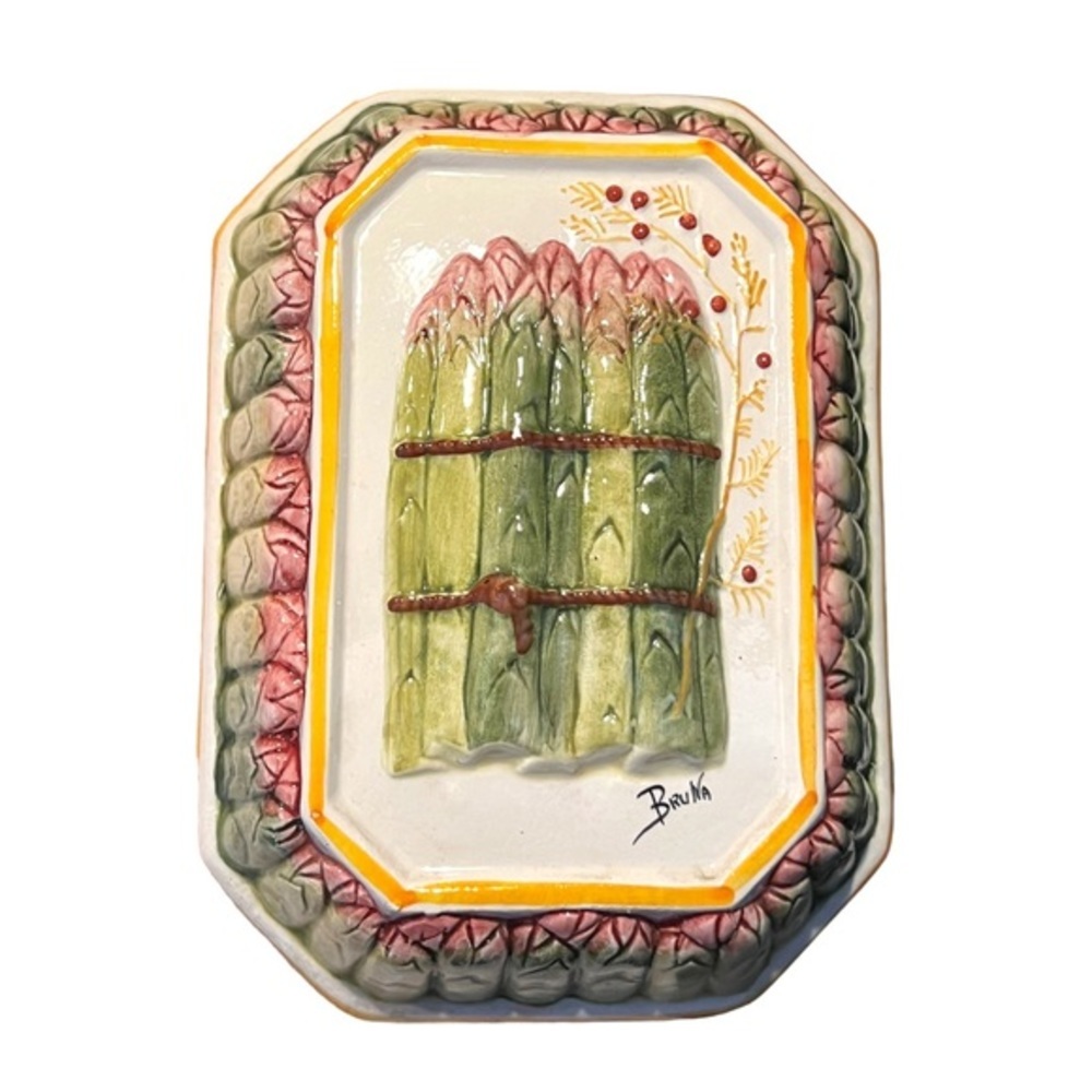 MCM ABC Bassano Ceramiche Hand-painted & Signed Asparagus Jello Mold Wall Decor